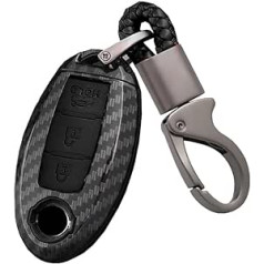 HIBEYO Smart Car Key Case Piemērots Nissan Key Case tālvadības pults priekš Nissan Qashqai X-Trail T32 T31 Juke Infiniti atslēgu piekariņa vāciņš Aizsargājošs atslēgas maciņš oglekļa šķiedras melns