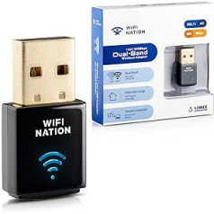 WiFi Nation Wireless Dongle Mini 802.11ac AC600 USB WiFi adaptera mikroshēmojums Realtek RTL8811AU Dual Band 2,4GHz vai 5GHz Atbalsta Windows, MacOS un Linux