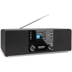 TechniSat DIGITRADIO 370 CD IR interneta radio (DAB+, FM, CD atskaņotājs, WiFi, Bluetooth, krāsains displejs, USB, AUX, austiņu ligzda, modinātājs, 10 vati, tālvadības pults) melns