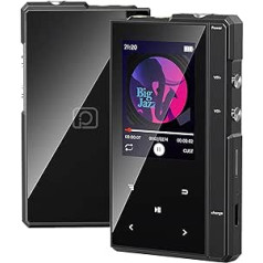 32GB MP3 Player with Bluetooth 5.0, Phinistec Z6 Audio Music Player with Speaker, Metal Housing and Glass Back, FM Radio, Recording, E-Book, Support up to 256GB