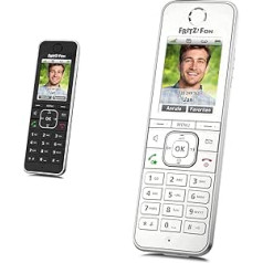 AVM Fritz!Fon C6 melns DECT komforta tālrunis (augstas kvalitātes krāsu displejs, HD telefonija) melns un Fritz!Fon C6 DECT komforta tālrunis (augstas kvalitātes krāsu displejs, HD telefonija) Balts
