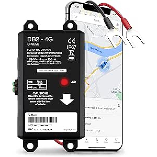 GPSLive DB2-4G GPS izsekotājs Auto, Motocikls, Kemperis, Auto | Ražots ES | Viegla uzstādīšana | Tiešraides izsekošana, izmantojot lietotni | Nav nepieciešama SIM karte | GPS auto izsekotājs GPS raidītājs | Raidītājs automašīnas GPS izseko