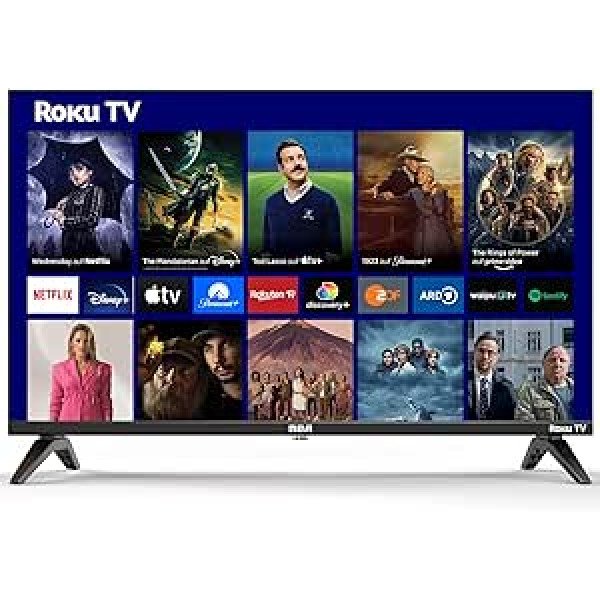 RCA Smart TV 32 collu televizors (Roku TV) HD Ready Dolby Audio trīskāršais uztvērējs Apple TV+ Netflix Disney+ YouTube Prime Video USB HDMI WiFi