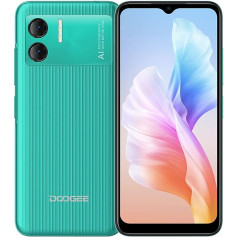 DOOGEE Android 12 viedtālrunis bez līguma X98 PRO, 6,52 collu HD+ mobilais tālrunis, Helio G25 Octa Core 4GB + 64GB (1TB ārējā SD karte), 4200mAh akumulators, 12MP dubultā kamera, divas SIM kartes, GPS sejas atbloķēšana. Zaļš