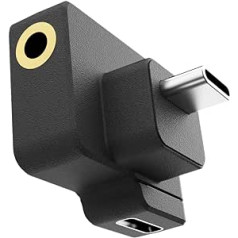 Hensych For Osmo Action mikrofons 3,5 mm / USB-C adapteris, uzlādes audio adapteris Audio ārējais 3,5 mm mikrofona stiprinājums ligzdas spraudnim