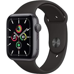 Apple Watch SE (GPS, 44 MM) Aluminiumgehäuse Space Grau Schwarz Sportarmband (Generalüberholt)