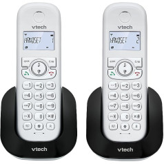 VTech CS1501 bezvadu DECT tālrunis ar divām klausulēm, zvanu bloķēšanu, zvanītāja ID/gaidošo zvanu, brīvroku zvanu, apgaismotu displeju un tastatūru