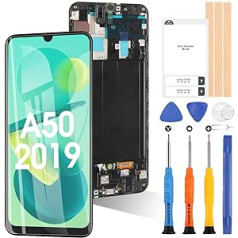 Ekrāns Samsung Galaxy A50 SM-A505FN/DS A505FD A505F A505A A505 OLED LCD displejs skārienekrāna ciparu pārveidotāja rezerves daļu remonts ar instrumentiem (nav paredzēts A50s)