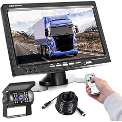 Podofo Rückfahrkamera Set ar 7" LCD monitoru, 4 polies Luftfahrtkabel, Wasserdicht IP68, 18 IR-LED Nachtsicht-Rückfahrkamera, 17,8 cm Bildschirm Rückfahrkamera für Wohnmobil/Bus/Anhänger/LKW