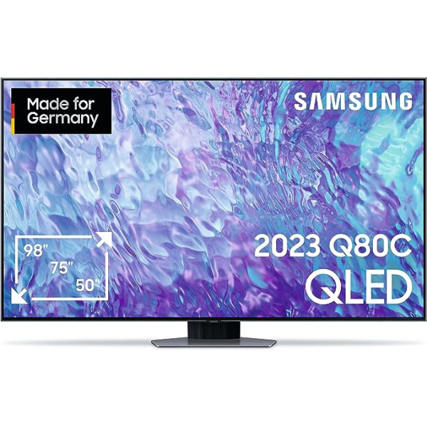 Samsung QLED 4K Q80C 75 collu televizors (GQ75Q80CATXZG, vācu modelis), viedais televizors, tiešais pilnais masīvs, neironu kvantu procesors 4K, reālā dziļuma uzlabotājs [2023]