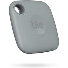 Tile Mate (2022) Bluetooth atslēgu meklētājs, iepakojumā 1, 60 m diapazons, iekļauta kopienas meklēšanas funkcija, iOS un Android lietotne, saderīga ar Alexa un Google Home, pelēka