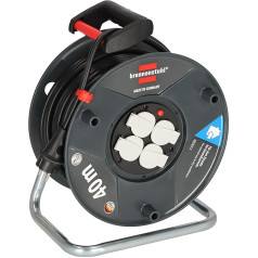 Brennenstuhl Garant V2 Cable Reel 40 m (Made in Germany, Indoor Use, 4 Earthing Contact Sockets with Self-Closing Lids, with Ergonomic Handle)