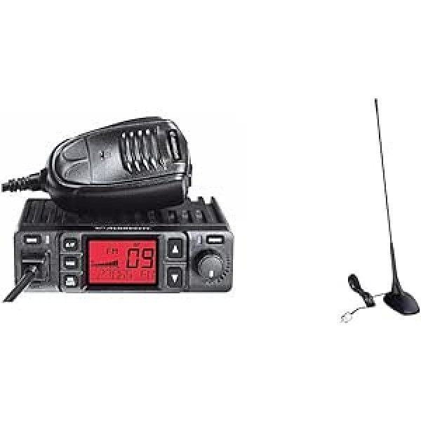 Albrecht AE6290 CB radio, 12629, ar integrētu atkārtotāja/releja funkciju, 12/24V, VOX, RJ-45 rietumu spraudnis un CB magnētiskā antena CBM-516, 65270, prožektora garums 44 cm, ar 4 m kabeli un PL spraudni