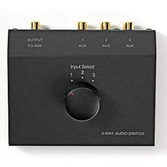 TronicXL analogās stereo trīs ieejas audio slēdzis 3x (2x RCA sieviešu slēdzis) 2x RCA slēdža slēdža ieeja, mīksta 1 izeja 3 ieejas audio slēdzis skaļruņu kārbas HiFi