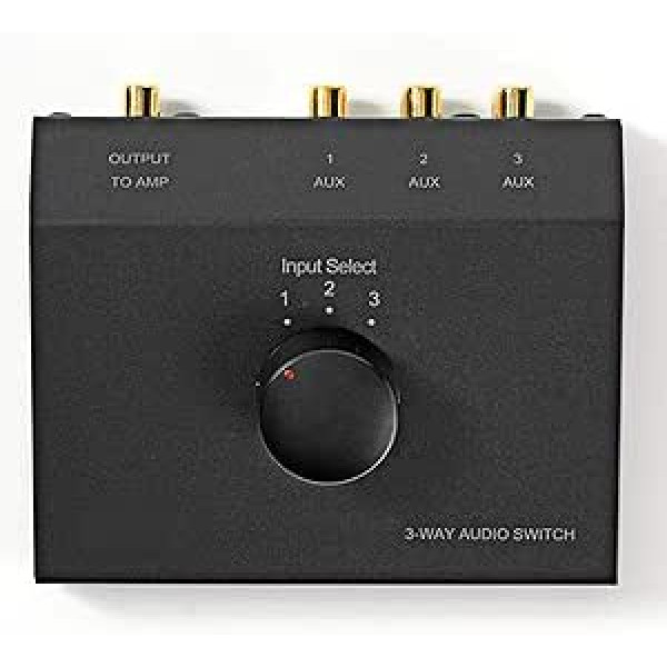 TronicXL analogās stereo trīs ieejas audio slēdzis 3x (2x RCA sieviešu slēdzis) 2x RCA slēdža slēdža ieeja, mīksta 1 izeja 3 ieejas audio slēdzis skaļruņu kārbas HiFi