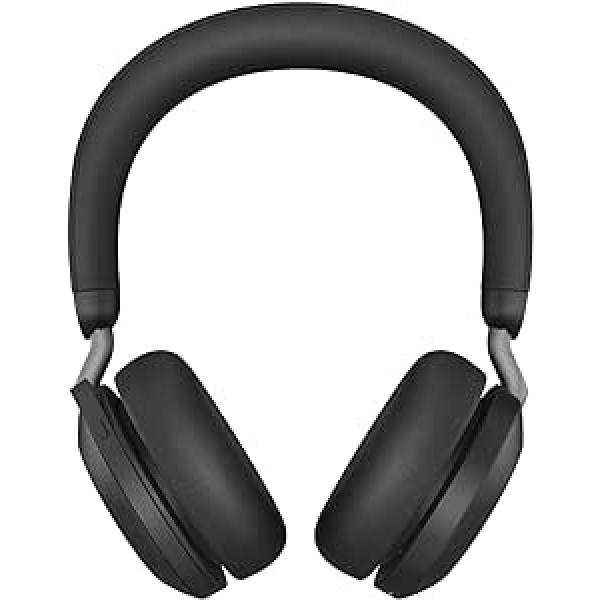 Jabra Evolve2 75 bezvadu datora austiņas ar uzlādes dokstaciju un 8 mikrofonu tehnoloģiju — dubultas putu stereoaustiņas ar uzlabotu aktīvo trokšņu slāpēšanu, USB-C Bluetooth adapteri un MS saderību — melns