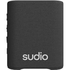 Sudio S2 melns Bluetooth skaļrunis ar skaļu skaņu un dziļu basu ilgu atskaņošanas laiku IPx5 ūdensizturīgs Bluetooth 5.3 TWS savienošanai pārī pārnēsājams kompakts bezvadu skaļrunis lietošanai mājās, ārā