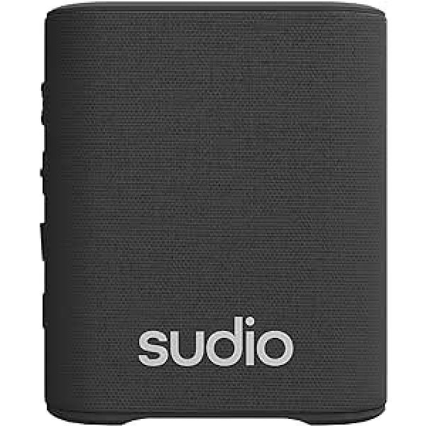 Sudio S2 melns Bluetooth skaļrunis ar skaļu skaņu un dziļu basu ilgu atskaņošanas laiku IPx5 ūdensizturīgs Bluetooth 5.3 TWS savienošanai pārī pārnēsājams kompakts bezvadu skaļrunis lietošanai mājās, ārā