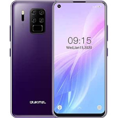 OUKITEL C18 Pro (2020) mobilais tālrunis bez līguma 4G, četru kameru 16MP+8MP+5MP+2MP, 6,55 collu Full HD viedtālrunis, Helio P25 Octa Core 4GB+64GB, 4000mAh pirkstu nospiedumu sejas atbloķēšana ar divām SIM kartēm, violeta