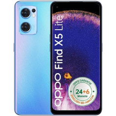 OPPO Find X5 Lite 5G viedtālrunis, 64 MP trīskāršā kamera, 4500 mAh akumulators, 65 W ātra uzlāde, 6,4 collu AMOLED displejs, Mediatek Dimensity 900, 8 GB RAM, 256 GB. Amazon]. Zils