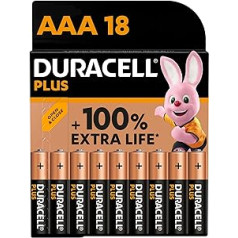 Duracell Plus AAA mikrosārma baterijas, 1,5 V LR03 MN2400, iepakojumā 18 (tikai Amazon)