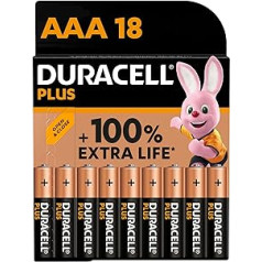 Duracell Plus AAA Micro Alkaline Batteries, 1.5 V LR03 MN2400, Pack of 18 (Amazon exclusive)