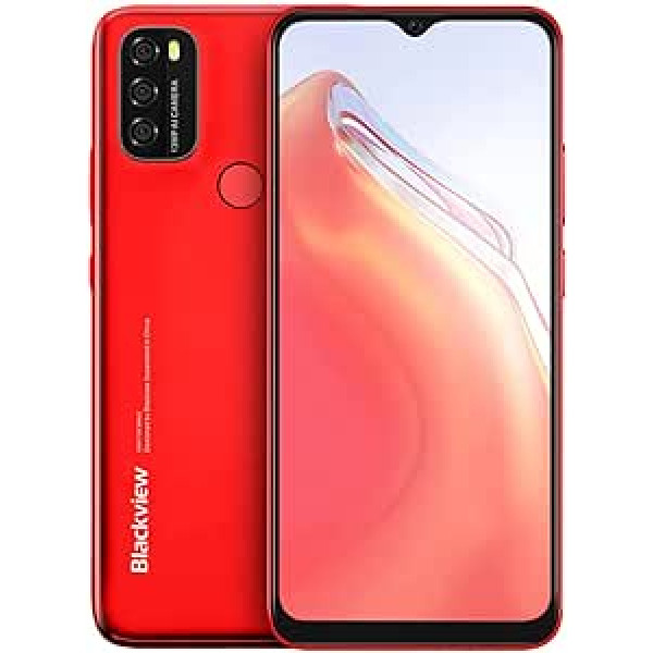 Blackview Android 11 viedtālrunis bez līguma A70P, astoņkodolu 4 GB + 32 GB, 6,5 collu HD+, 8,3 mm plāns un viegls, 5380 mAh akumulators, 13 MP + 5 MP, mobilais tālrunis ar divām SIM kartēm 4G, sejas atbloķēšana un pirkstu nospiedums