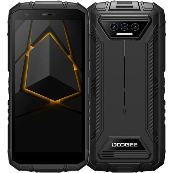 DOOGEE Android 12 āra mobilais tālrunis bez līguma S41, Ouad Core 3GB + 16GB (paplašināms 1TB), 6300mAh akumulators, 8MP trīskāršā kamera, IP68 IP69K triecienizturīgs viedtālrunis, divas SIM kartes, 5,5 collu HD+, GPS melns