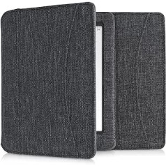 kwmobile Flip Case Compatible with Kobo Aura Edition 1 - Front Compartment Hand Strap - Dark Grey