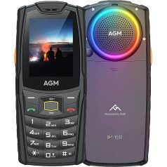 AGM M6 Senior Mobile Phone Without Contract, Button Mobile Phone Dual SIM 4G 2.4 Inch Screen with Large Font, 109 dB Speaker, Speaker, Outdoor Mobile Phone, Easy to Use, 19 Languages, 2500 mAh, Mobile Ph