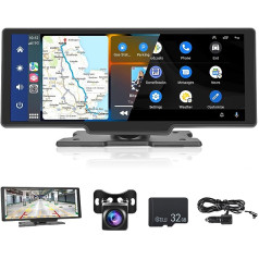 10,26 collu skārienekrāna Bluetooth monitors bezvadu Carplay bezvadu Android automašīnas radio uztvērējs MP5 atskaņotājs FM raidītājs digitālās multivides uztvērējs ar atpakaļskata kameru Carplay displejs ar 32G-SD