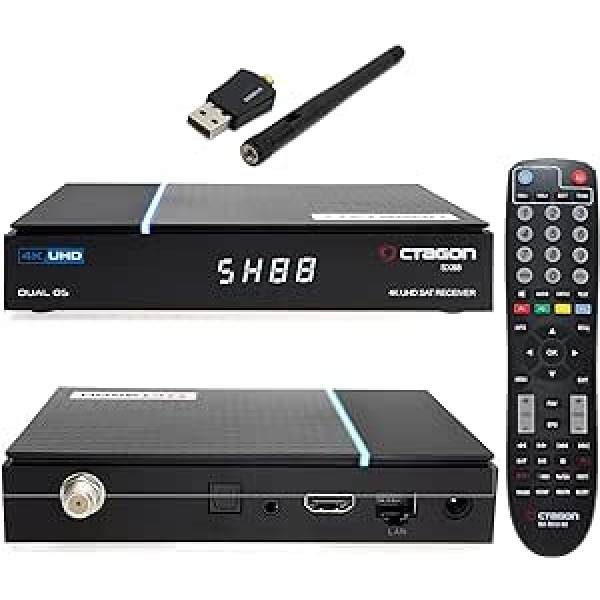 OCTAGON SX88 V2 4K UHD S2+IP 1xDVB-S2 E2 Linux viedais televizors Sat. uztvērējs + 600Mbit WLAN, Multiboot SW: definējiet OS + E2 Linux, H.265, Sat to IP, karšu lasītājs, Multiroom, YouTube, multivides bibliotēka, tīmekļa radio