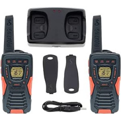 COBRA AM1055 FLT 12km Range with 1963 Available Channel Combinations of 16 Channels and 121 Secret Codes (38 CTCSS/83 DCS), Floatable and Waterproof with LED Flashlight, Pack of 2, Black