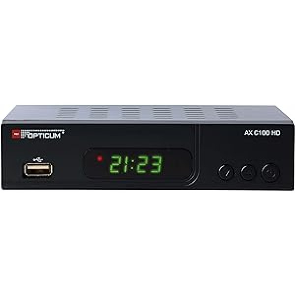 RED OPTICUM AX C100 HD Kabelreceiver I Digitaler Kabel-Receiver HD ar LED displeju - EPG - HDMI - USB - SCART - Koaksiālais audio I Stromsparender uztvērējs Kabelfernsehen I DVB-C uztvērējs schwarz