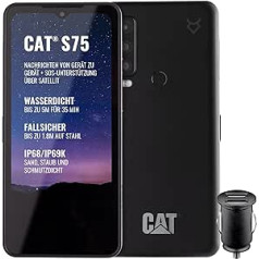 Cat S75 Robusts 5G viedtālrunis ar satelīta savienojumu (IP68 un IP69K, MIL SPEC 810H, īpaši spilgts 6,58 collu FHD+ 120 Hz displejs, 2 GHz astoņkodolu procesors, 5000 mAh akumulators, 6 GB/128 GB, Android 12)