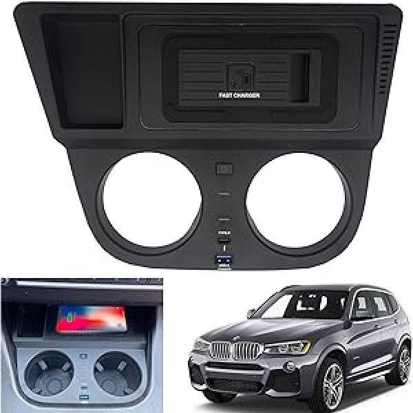 AutoQi QI bezvadu mobilā telefona lādētājs BMW X3 F25 LCI X4 F26 2014.-2017.g.