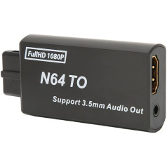 Zunate N64 uz HDMI pārveidotājs, 1080P videospēļu adapteris ar 3,5 mm interfeisu, signāla pārveidošanas atbalsts PAL NTSC Plug and Play