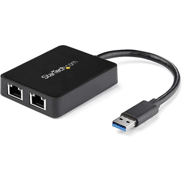 StarTech USB 3.0 to Dual Port Gigabit Ethernet Adapter NIC with USB Port