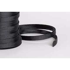 10 Metre Black Polyester Braided Elastic Cable Tube 10mm Diameter Stretchable to 18mm