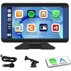 CAMECHO bezvadu Apple Carplay Android automašīnas radio, pārnēsājams 7 collu automašīnas radio ekrāna atskaņotājs ar Mirror Link Airplay Bluetooth FM raidītāju, automašīnas stereo uztvērēja atbalsts TF/AUX/Type-c/Siri