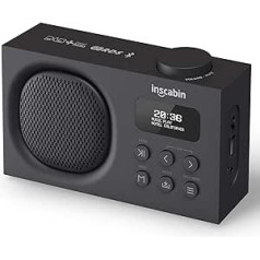 Inscabin P2 pārnēsājams DAB/DAB + FM digitālais radio/pārnēsājams bezvadu skaļrunis ar Bluetooth/skaistu dizainu/dubultais modinātājs (melns)