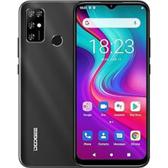 Android 11 viedtālrunis bez līguma DOOGEE X96, astoņkodolu 2 GB + 32 GB, 5400 mAh akumulators, 8 MP trīs kamera, 6,52 collu ūdenstilpes ekrāns, mobilais tālrunis ar divām SIM kartēm + SD (3 ligzdas), pirkstu nospiedumu GPS, melns