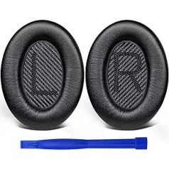 SoloWIT rezerves ausu spilventiņi Bose QuietComfort 35 (QC35) un Quiet Comfort 35 II (QC35 ii) austiņām, ausu spilventiņi ar mīkstāku jēra ādu, trokšņa izolācijas putas, īpaši biezs (brillianti melns)