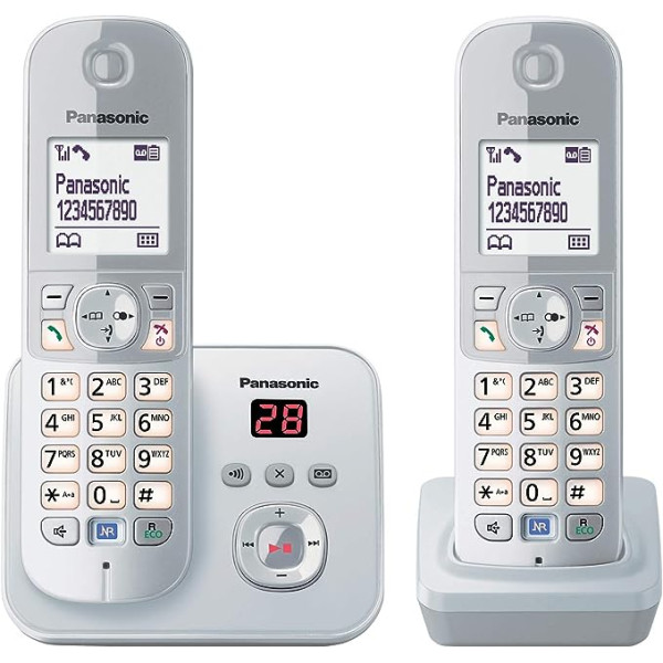 Panasonic KX-TG6822GS DECT cordless phone (4.6 cm (1.8 inch) graphic display) with answering machine perl-silver