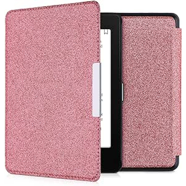 kwmobile Flip Case, kas ir saderīgs ar Amazon Kindle Paperwhite (10. paaudze — 2018. gads) — Case e Reader — Glitter Plain Pink