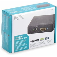 DIGITUS DS-46304, 2 portu HDMI sadalītājs, 1 x 2 — Ultra HD, 4K, 30 Hz — HDCP 1.3 — 3D video formāts — melns