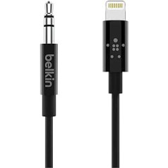 Belkin Audiokabel ar zibens savienotāju, 0,9 m/3,5 mm – MFi-zertifiziertes Lightning-/AUX-Kabel iPhone 12, 12 Pro, 12 Pro Max, 12 mini, 11, 11 Pro, 11 Pro Max, XS, XS Max, XR, X, SE, Schwarz