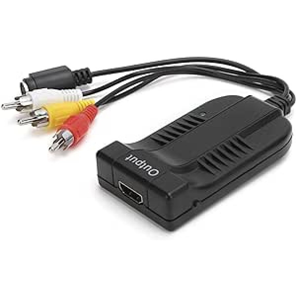 S-Video to HDMI Converter, Video Converter S Video to HDMI 3 RCA Composite Adapter with Male Connector 1080P, RCA HDMI Adapter Svideo HDMI Cable for HDTV DVD VHS VCR