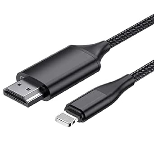 JUCONU HDMI kabelis tālrunim, jaunināts 1080P HDTV HDMI kabeļa adaptera savienotājs Digitālais AV video sinhronizācijas ekrāns saderīgs pārveidotājs tālruņa ierīcēm (2 m, melns)