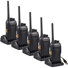 Retevis RT27 Radio, PMR Radio Set, 16 Channels CTCSS/DCS VOX, Walkie Talkie, Licence-Free for Construction Site, Security Service (Pack of 5, Black)